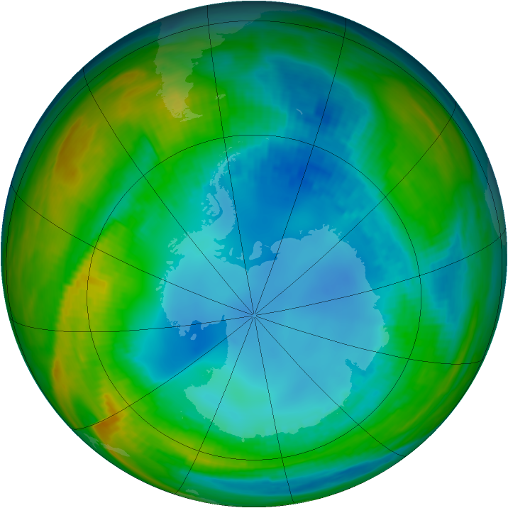 Antarctic ozone map for 09 August 1987